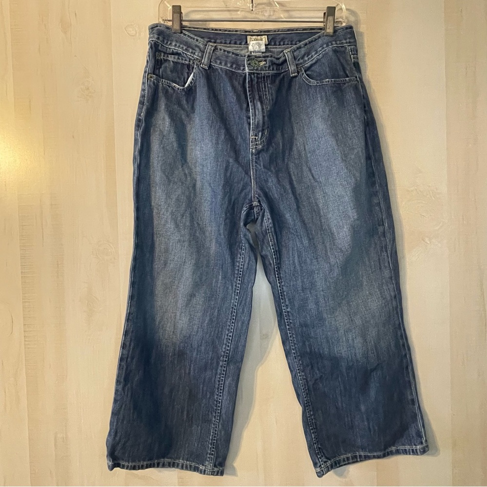 L.L. Bean denim jean capris wide leg size 14 regular